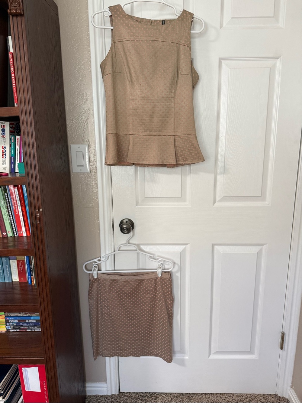 NAF NAF Dot-Textured Beige and Blush Dress Top